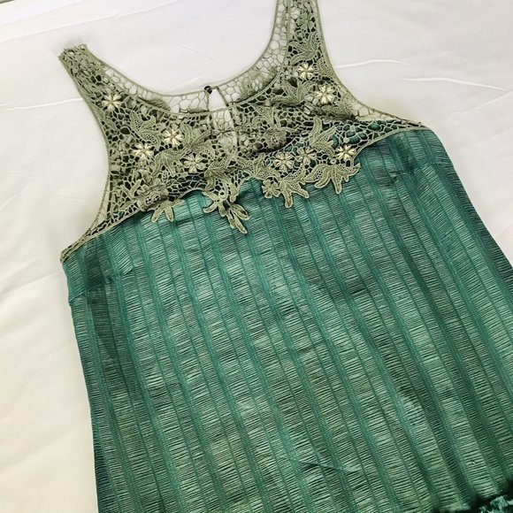 Free People Emerald Green Crochet Dress‎ Size Small Boho - Picture 2 of 7
